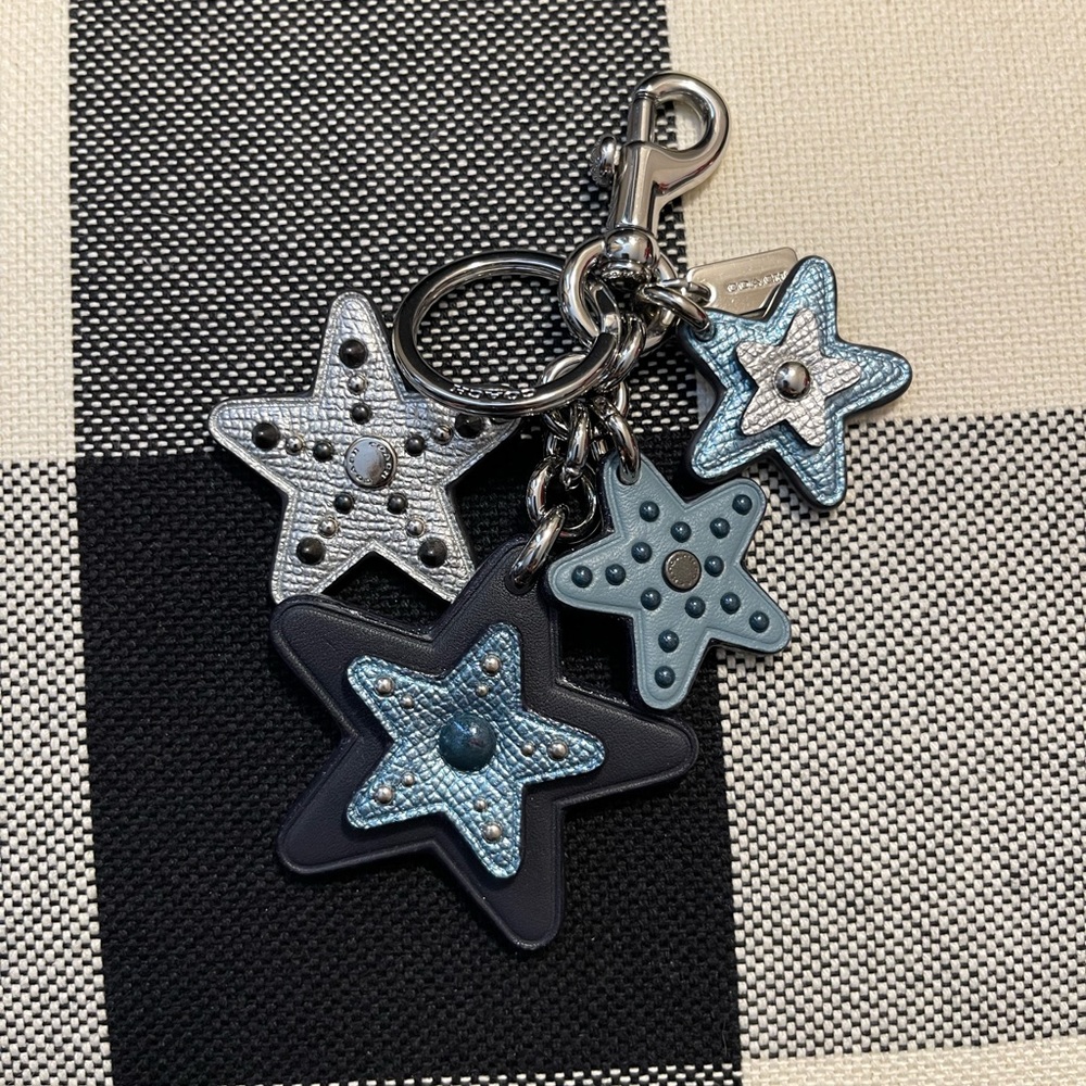 Coach blue stars bag charm/ keychain